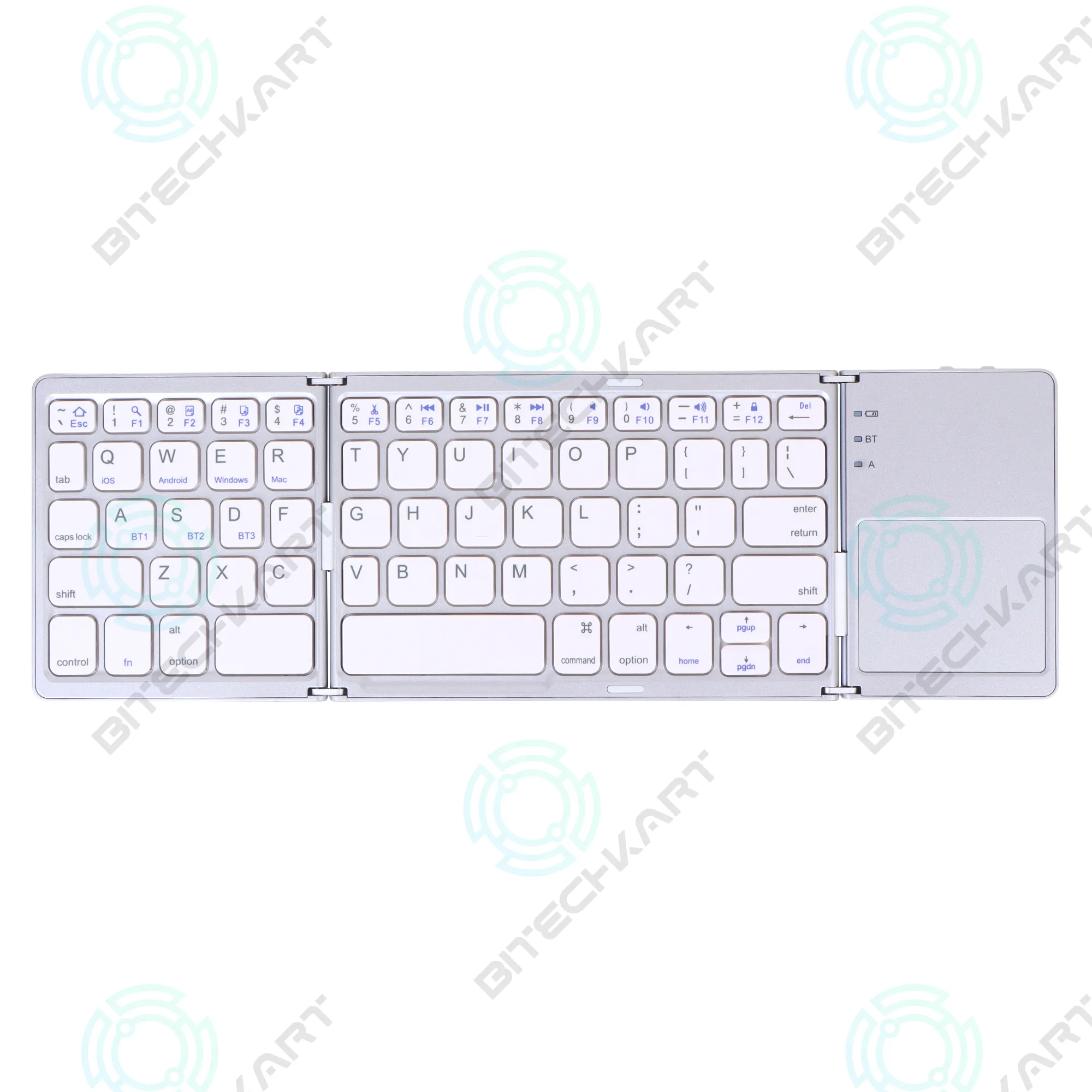 Foldable Multi-device Bluetooth Keyboard with Touchpad - Silver
