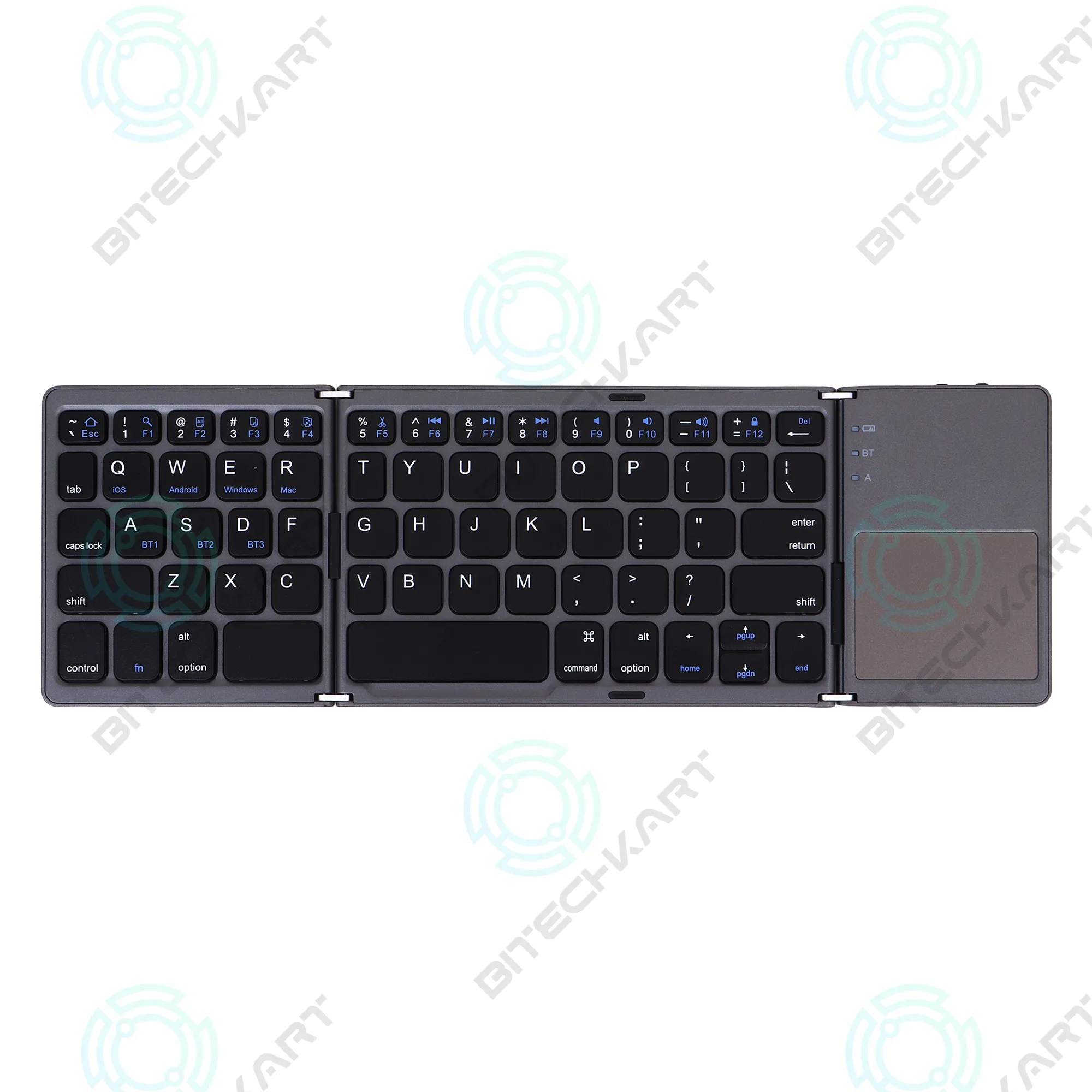 Foldable Multi-device Bluetooth Keyboard with Touchpad - Grey
