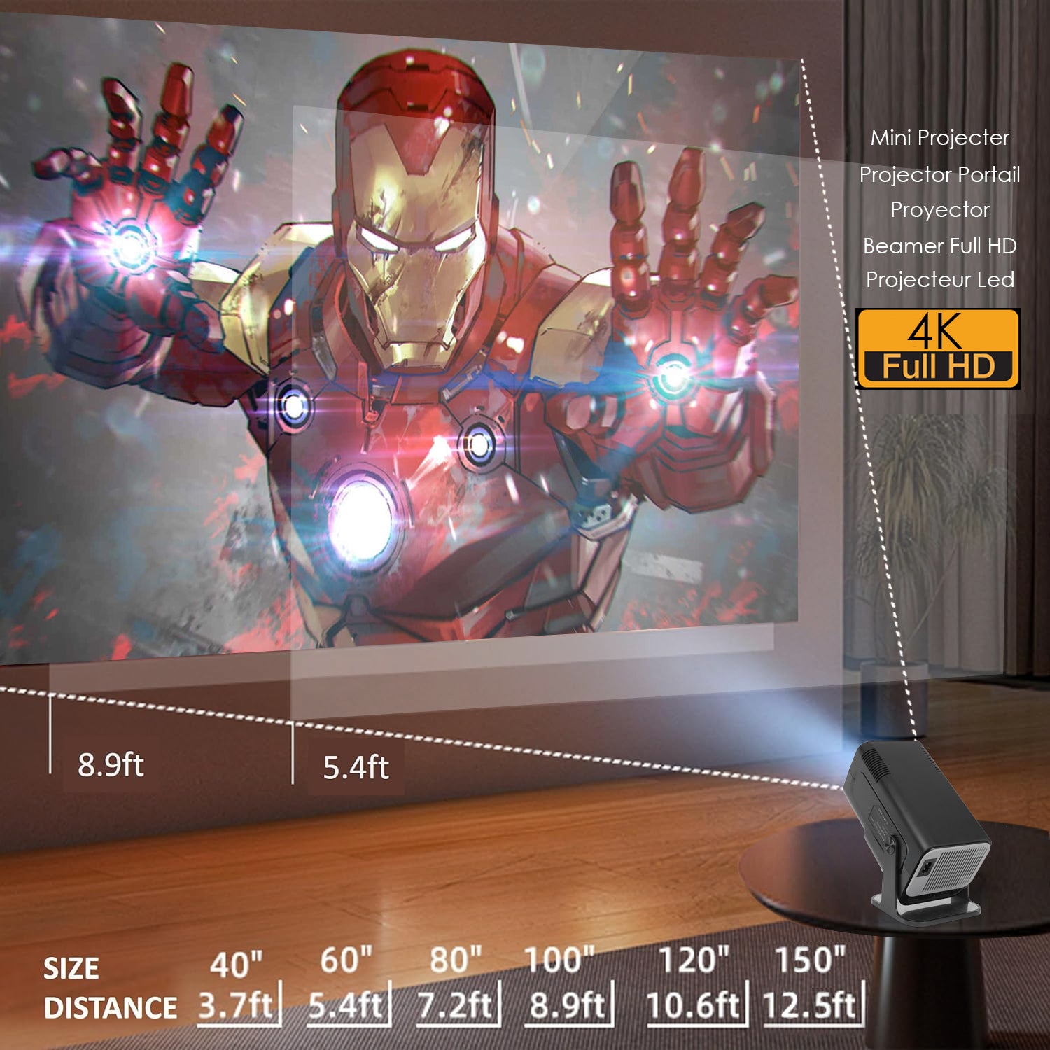 4K Smart Android Based Projector With Inbuilt Streaming Apps