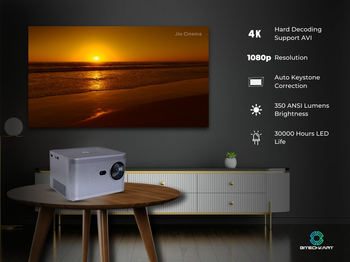 Bitechkart BIT520 Smart Projector,Full HD 1080p,150" Screen Size