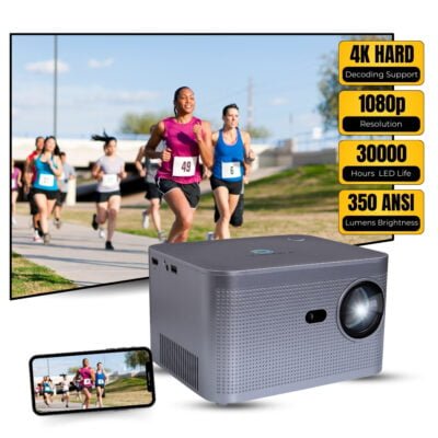 BIT520 Smart Projector,Full HD 1080p,150" Screen Size,2X Brightness, 10000 Lumens or 350 ASNI Lumens For Gaming, Netflix & more|Electronic Focus, Auto Keystone|Dual WiFi & BT|5 Watt Speaker - Image 3