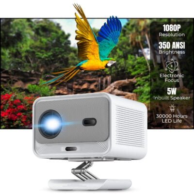 BIT490 Smart Projector | 350 ANSI Lumens, Full HD 1080p Native, 150" Screen Size | Electronic Focus, Auto Keystone | Dual WiFi & BT | 5 W Speaker |Inbuilt Netflix, Prime, YouTube & More