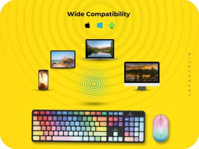 Wireless Keyboard and Mouse Combo with Chocolate Keycaps| 104 Keys |2.4 GHz |Multicolor Keys Fabricated with Nitrogen Setting Technology |DPI 1600 |Windows,MacOS,Laptop,PC,DOS,Linux |Black - Image 9