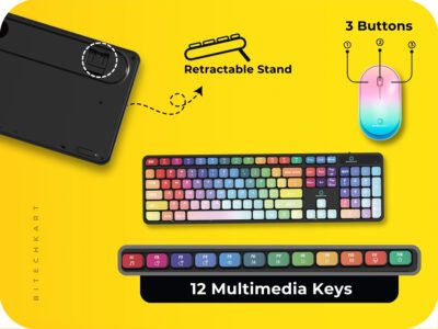 Wireless Keyboard and Mouse Combo with Chocolate Keycaps| 104 Keys |2.4 GHz |Multicolor Keys Fabricated with Nitrogen Setting Technology |DPI 1600 |Windows,MacOS,Laptop,PC,DOS,Linux |Black - Image 10