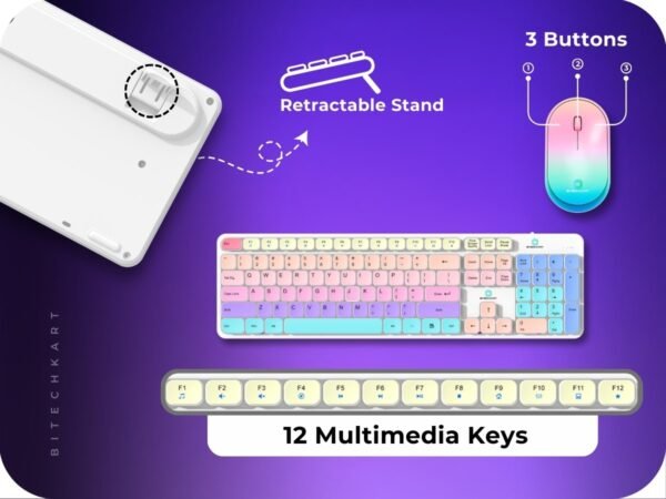 Bitechkart Wireless Keyboard Mouse Combo - White - Image 6