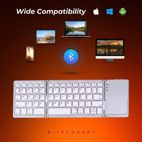 Bitechkart Folding BT Keyboard with Touchpad -Silver - Image 3