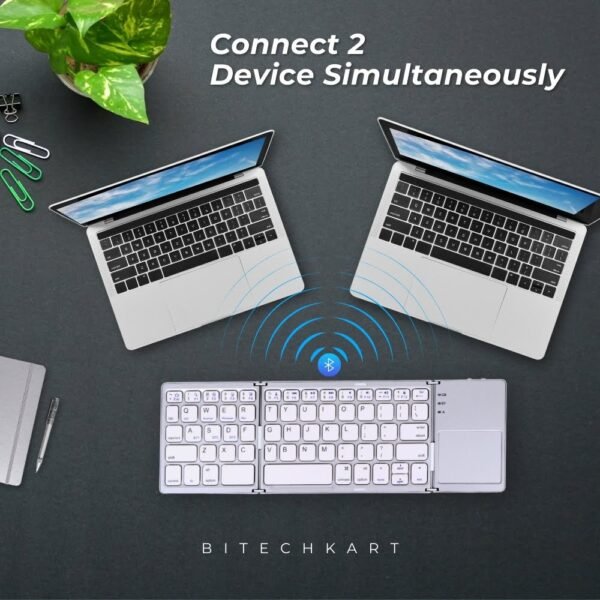 Bitechkart Folding BT Keyboard with Touchpad -Silver - Image 2
