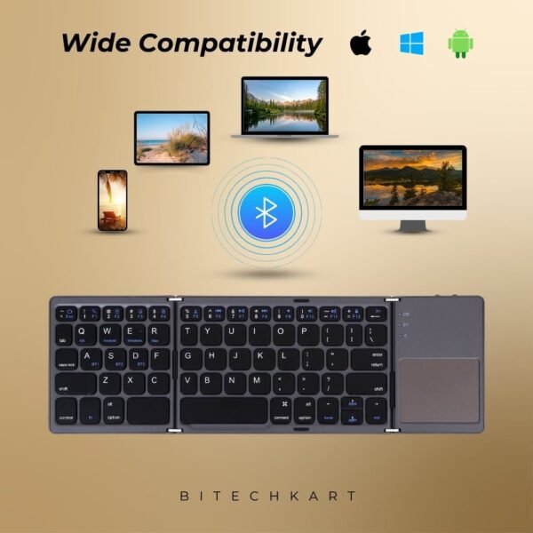 Bitechkart Folding BT Keyboard with Touchpad -Grey - Image 4