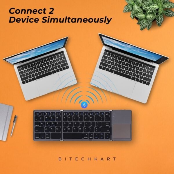 Bitechkart Folding BT Keyboard with Touchpad -Grey - Image 2