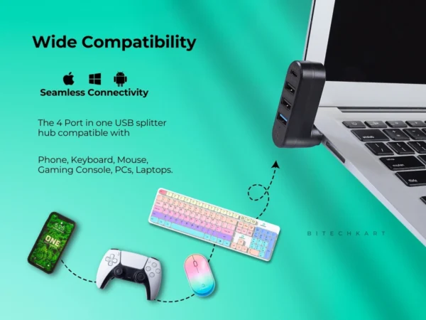 Bitechkart Rotatable 4-Port USB Hub - Image 4