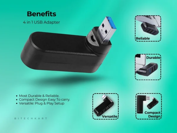 Bitechkart Rotatable 4-Port USB Hub - Image 5